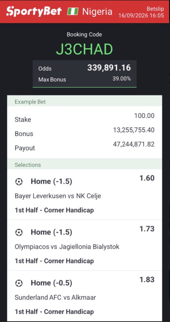 MR_FRANKLINxz's tweet photo. Sportybet
Today game 
Booking code 👉 J3CHAD
Stake responsibly 
Goodluck https://t.co/HlTFLPqwc3