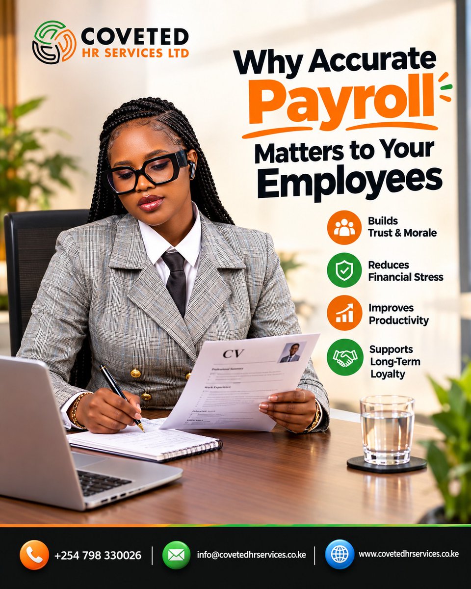 CovetedHr_Ke's tweet photo. Need reliable payroll support for your business? Contact Coveted HR Services Ltd for professional payroll outsourcing services.
๐ Call/WhatsApp: 0798 330026
๐ง Email: info@covetedhrservices.co.ke
#CovetedHRServices #PayrollOutsourcing #PayrollServices #PayrollManagement https://t.co/FCZoo2SYSP