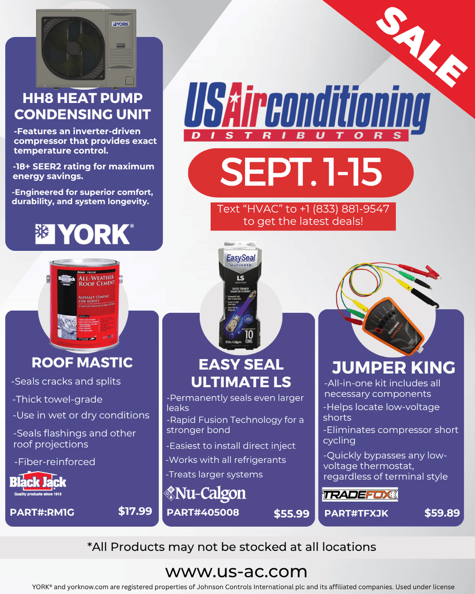 USACD's tweet photo. Summer may be winding down, but the heat is still here! Cool off with hot deals at your local US Air location. Stop by any of our 52 locations and save while these specials last!

Products may vary by location. https://t.co/gwWVdDadYP