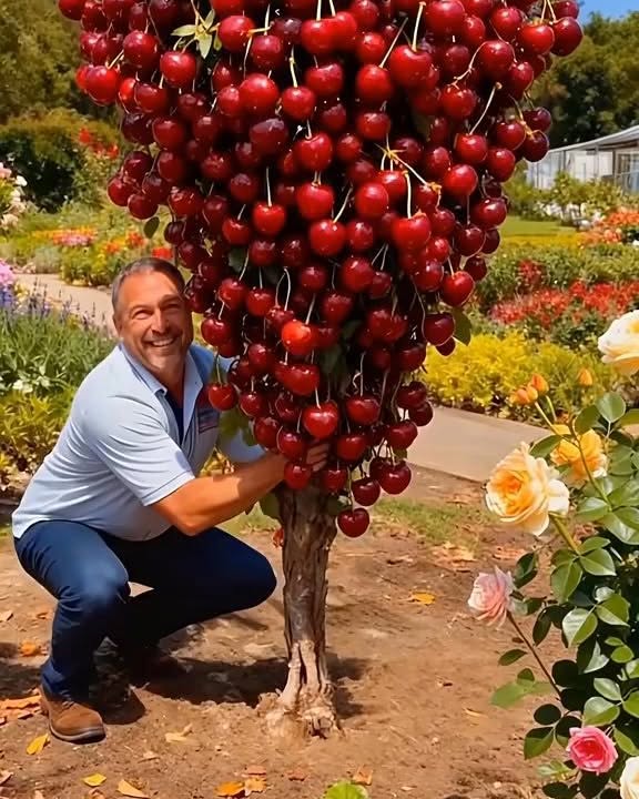 GenevaKoback's tweet photo. Clusters of bright red cherries on a small tree! What a beautiful and tempting sight. Nature and gardens can be so soothing to both the eyes and the mind. https://t.co/O7YA8myi1E
