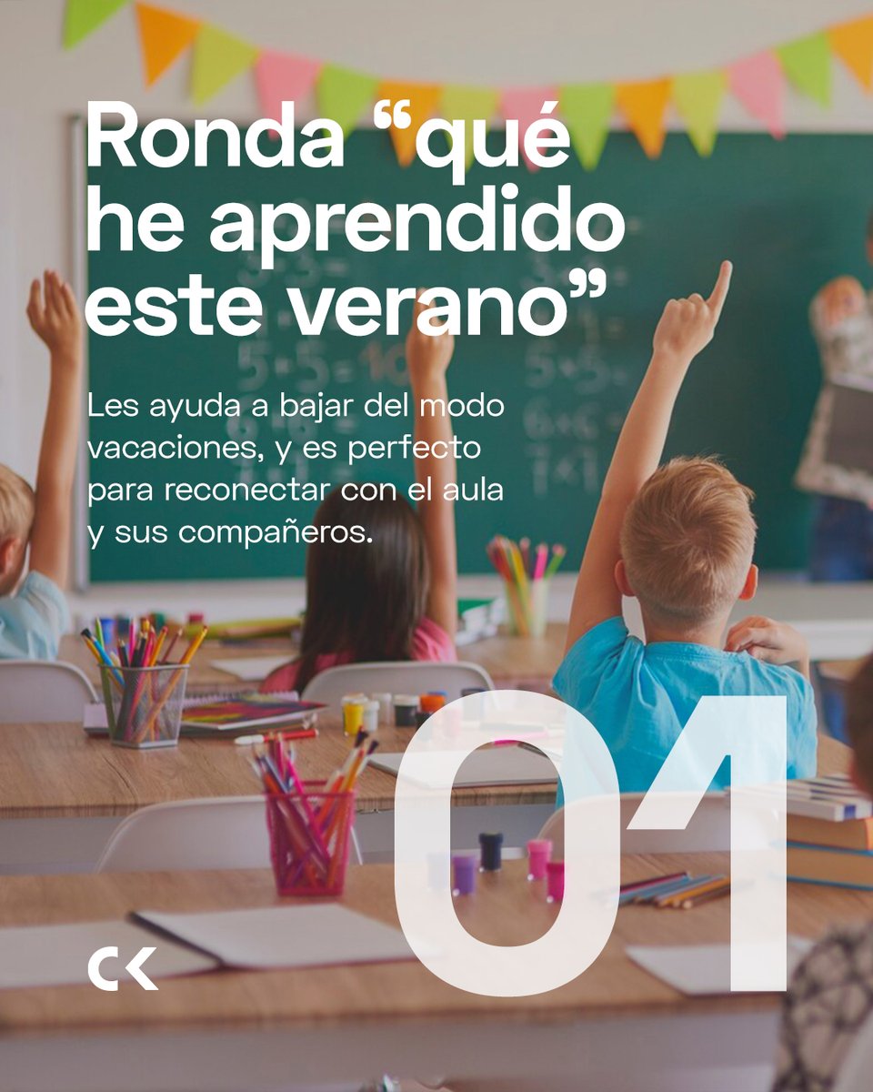 Clickedu's tweet photo. Los alumnos vuelven a tope los primeros días. Es normal 😅

Tres ideas para calmar el aula:
1. Ronda "qué he aprendido en verano"
2. Contrato de aula consensuado
3. Ritual: música y ejercicios de respiración

#VueltaAlCole #Educacion #EduConsejos https://t.co/PWFysJqRKn