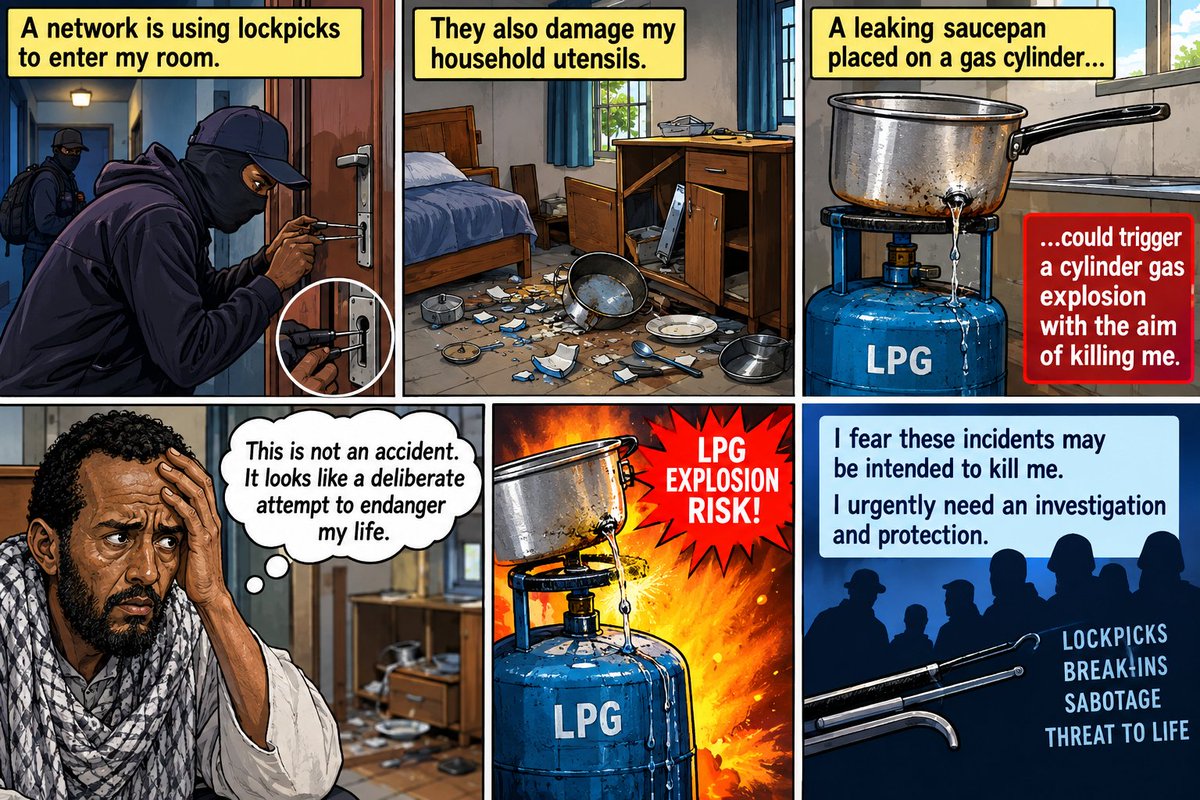 HusseinMussa93's tweet photo. @UNHCR_Kenya @TurkanaCountyKE @DRSKenya @FatimaMCole @DrJohnErus @ConilleGarry @mamadou_dbalde fear deliberate damage to my saucepan caused a dangerous gas-cylinder incident that may have been an attempted assassination disguised as an accident. UNHCR Kenya Treated it as part of protecting national and public security https://t.co/wJnlet6PWR