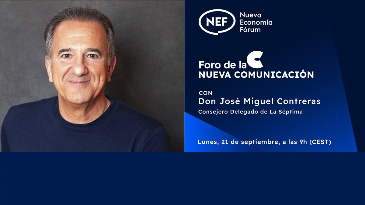 NewEconomyForum's tweet photo. 📢Nuevo #NEFonline
🗣 En 30 minutos conversamos con el CEO de @la_septima_tv, @ContrerasTejera
📲 Envía tus preguntas:
https://t.co/aDaK1XwRpC
💻Síguelo en directo👇
https://t.co/gLr1nSOj7g
———————————————
📢New #NEFonline
🗣 In 30 minutes we'll be talking with the CEO of @la_septima_tv, @ContrerasTejera
💻Watch it live👇
https://t.co/gLr1nSOj7g