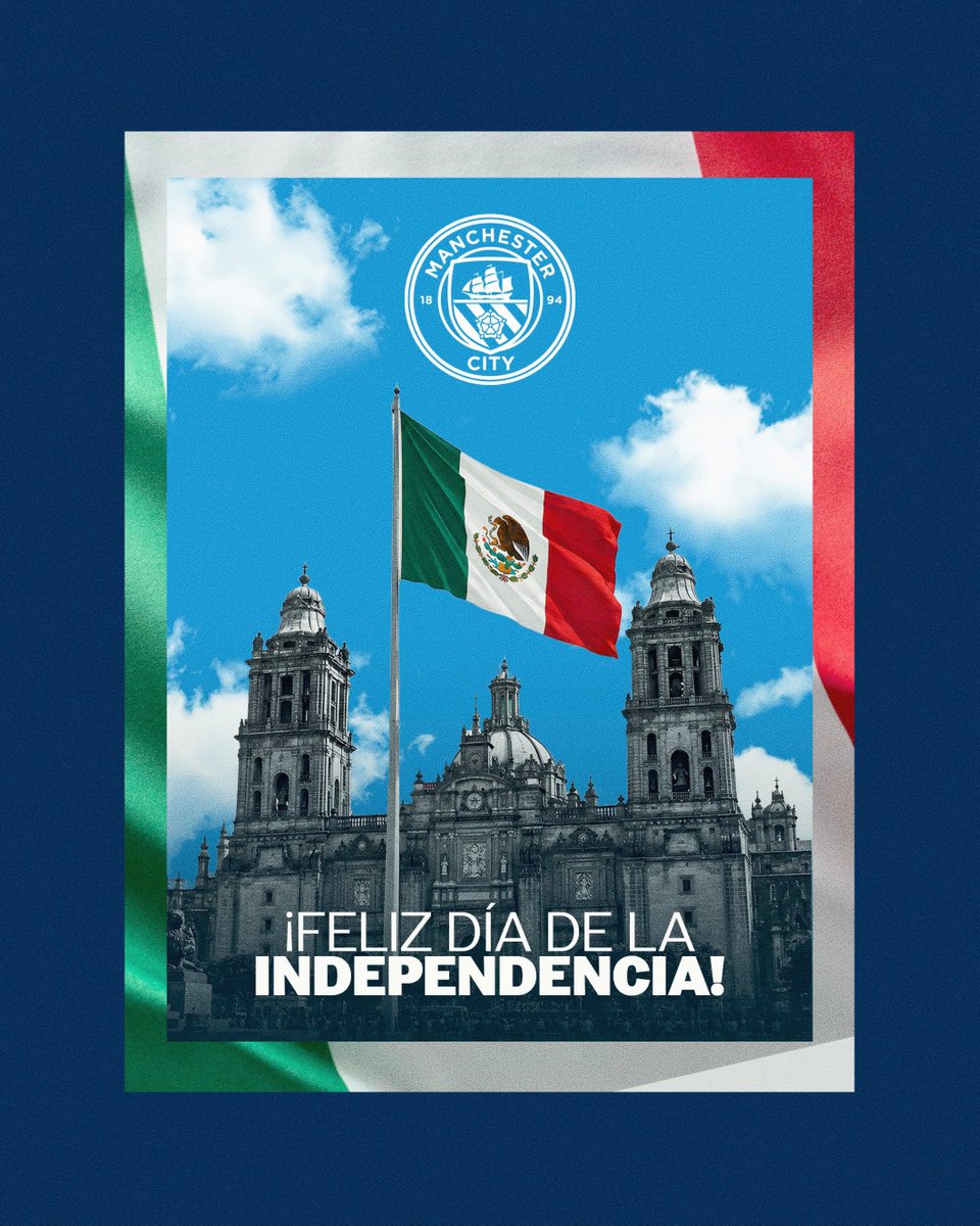 ManCityES's tweet photo. Un saludo para todos nuestros queridos fans mexicanos en este día especial para celebrar.

Gracias por seguirnos 🇲🇽🩵 https://t.co/kKu5BUM21g