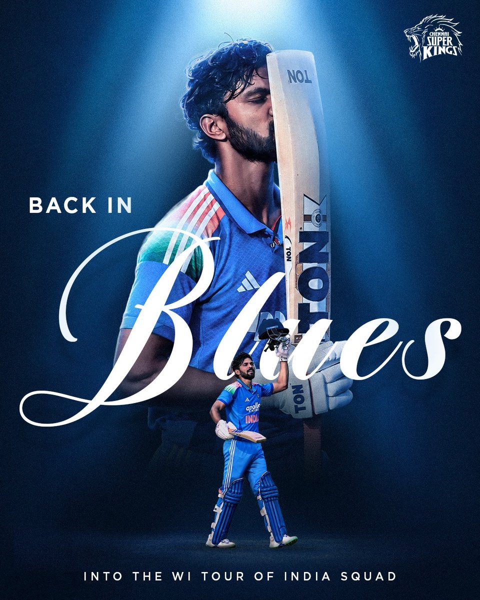 ChennaiIPL's tweet photo. The blue jersey. The familiar feeling. 🇮🇳🥹
Roar on, Lion! 🦁 

#WhistlePodu #INDvWI https://t.co/XuNmXdHmUm