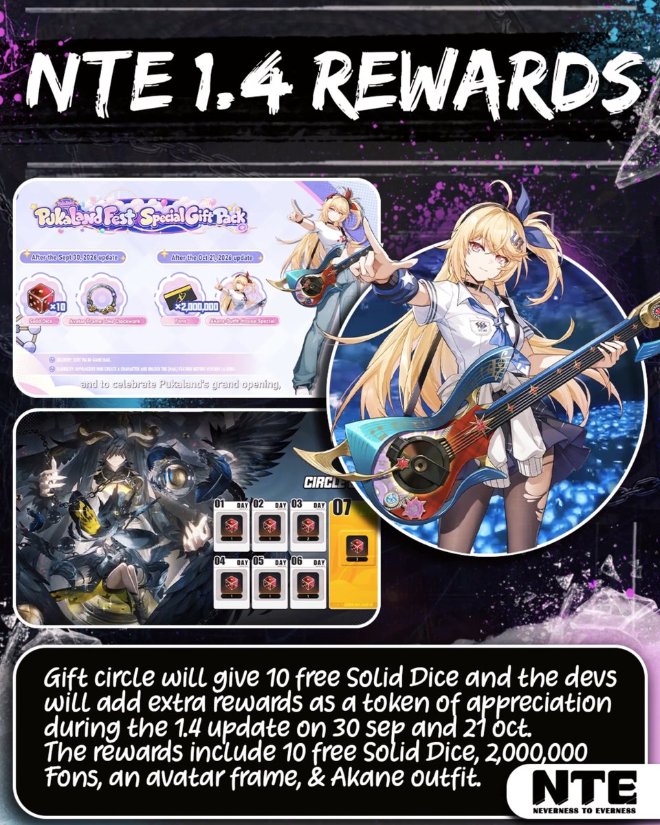 quickguide_qg's tweet photo. NTE 1.4 Livestream Summary

Here is all that is coming up in the new 1.4 NTE version update: new quests, skins, accessories, vehicles, map, events, and system updates.

#nte #ntecrteator #Blackbird #Akane #quickguide https://t.co/QYTXLIXC8K