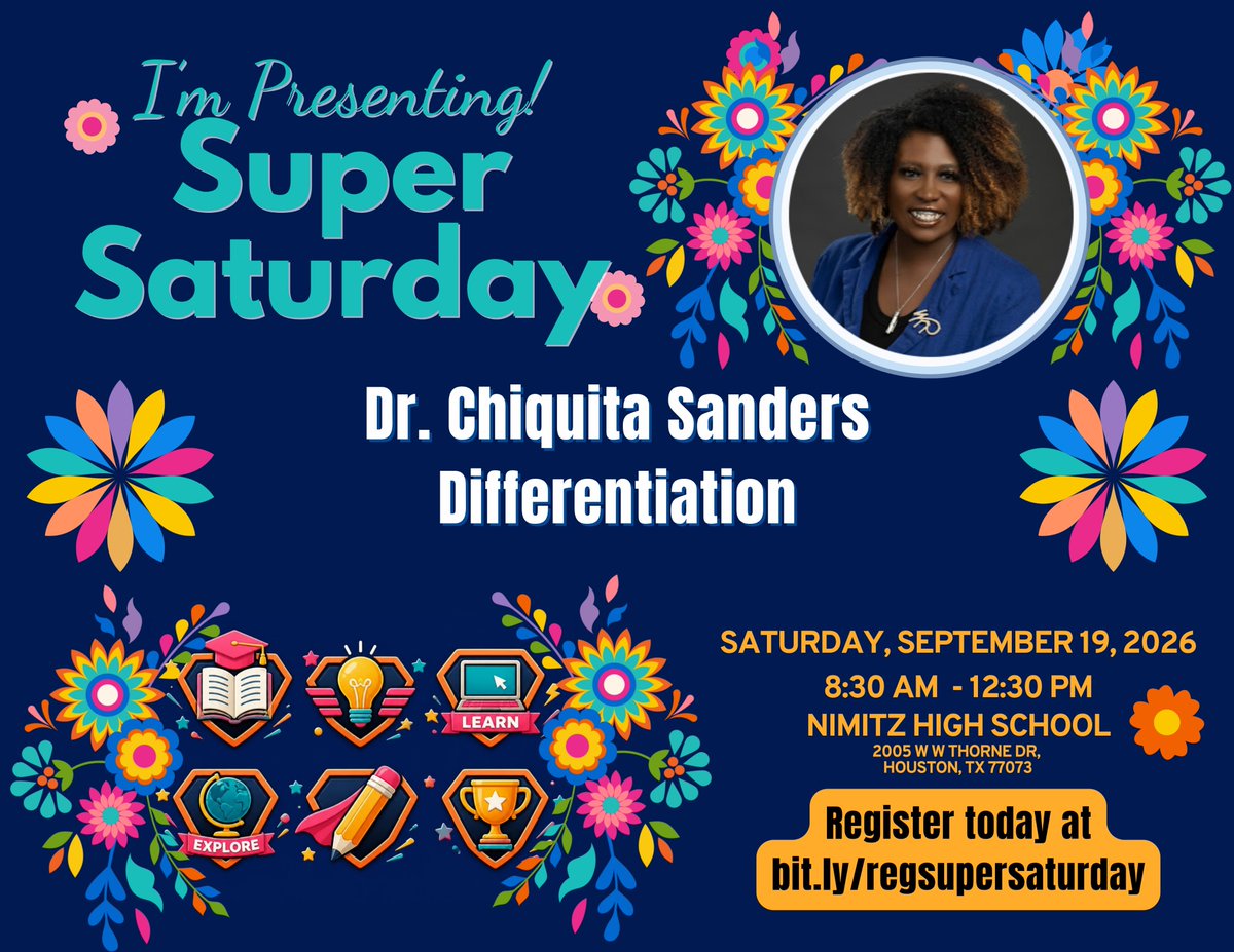 Dr_CSanders's tweet photo. Come see me Saturday....Register today!!! @AldineISD @AldineAFT6345 https://t.co/rqMHBU5ot9