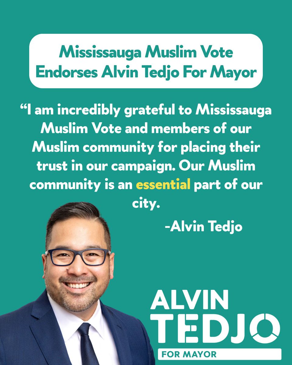 AlvinTedjo's tweet photo. I am incredibly grateful to Mississauga Muslim Vote and the members of our muslim community for placing their trust in our campaign. 

Our Muslim community is an essential part of our city. 

My commitment is to make sure every resident has a meaningful voice at City Hall. https://t.co/ii0QkkLvlM