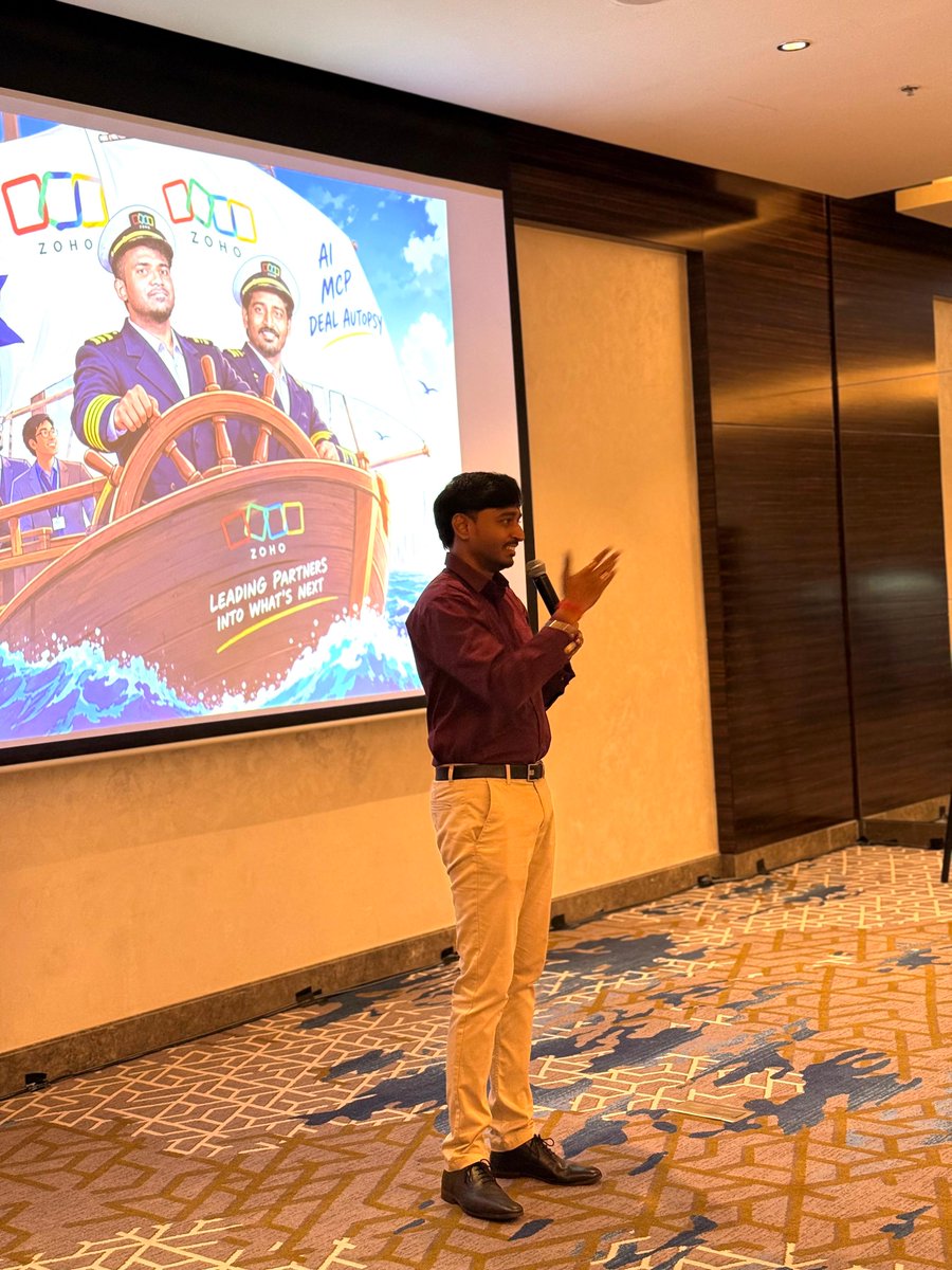 ZohoMENA's tweet photo. Day 1 of the MEA Partner Technical Workshop 2026 in Dubai brought our partners together for practical learning and technical insights.

Sessions covered connected workflows across @ZohoCRM, @ZohoForms, @ZohoFlow, @ZohoSurvey, and @ZohoSign, financial consolidation with @ZohoAnalytics , and smart integrations using RPA.

A strong start, with more to come on Day 2!