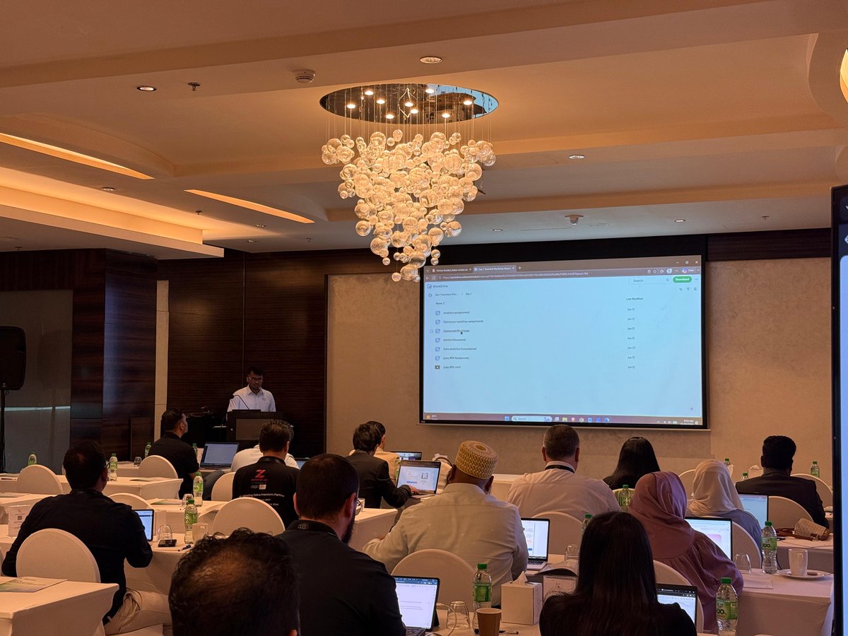 ZohoMENA's tweet photo. Day 1 of the MEA Partner Technical Workshop 2026 in Dubai brought our partners together for practical learning and technical insights.

Sessions covered connected workflows across @ZohoCRM, @ZohoForms, @ZohoFlow, @ZohoSurvey, and @ZohoSign, financial consolidation with @ZohoAnalytics , and smart integrations using RPA.

A strong start, with more to come on Day 2!