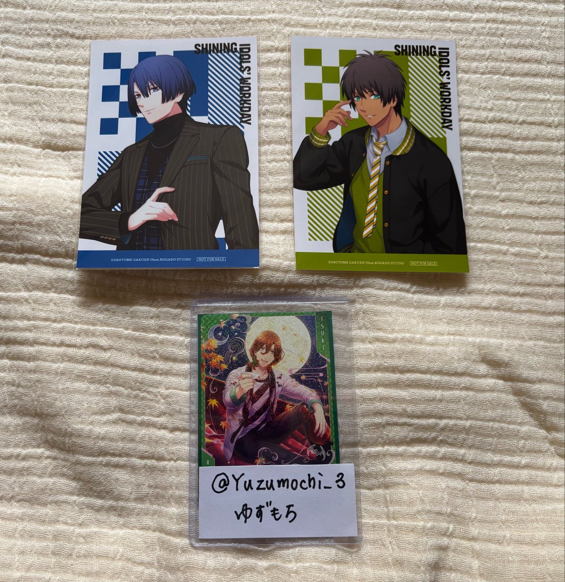 Yuzumochi_3's tweet photo. 【交換】うたの☆プリンスさまっ♪ うたプリ ドラマCD SHINING IDOLS' WORKDAY 特典　ブロマイド

（譲）
真斗、セシル

（求）
嶺二＞蘭丸

嶺二最優先。
9/19池袋、別日都内手渡し、郵送いずれも対応します。
検索からもお声掛けください！ https://t.co/DxNTmTclI8