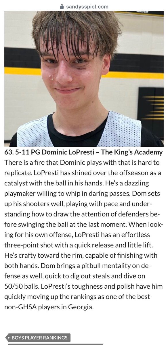 tkambb's tweet photo. Thank you Sandy’s Spiel for your coverage of Dominic LoPresti, listed as the 13th ranked point guard and a Stock Riser in the 2028 Class.

@DomLoPresti1 @SandysSpiel https://t.co/osZPAum0eL
