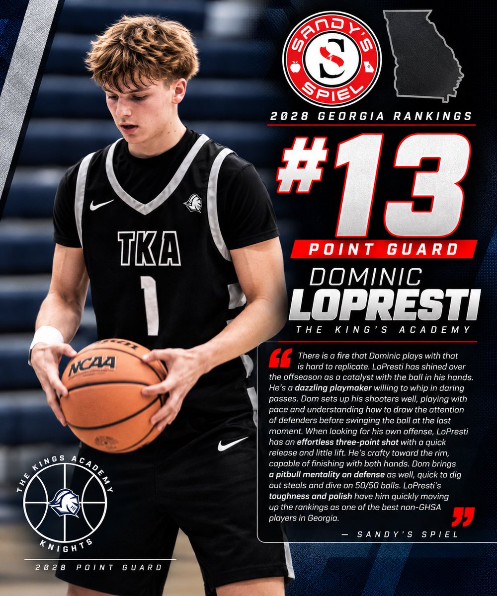 tkambb's tweet photo. Thank you Sandy’s Spiel for your coverage of Dominic LoPresti, listed as the 13th ranked point guard and a Stock Riser in the 2028 Class.

@DomLoPresti1 @SandysSpiel https://t.co/osZPAum0eL