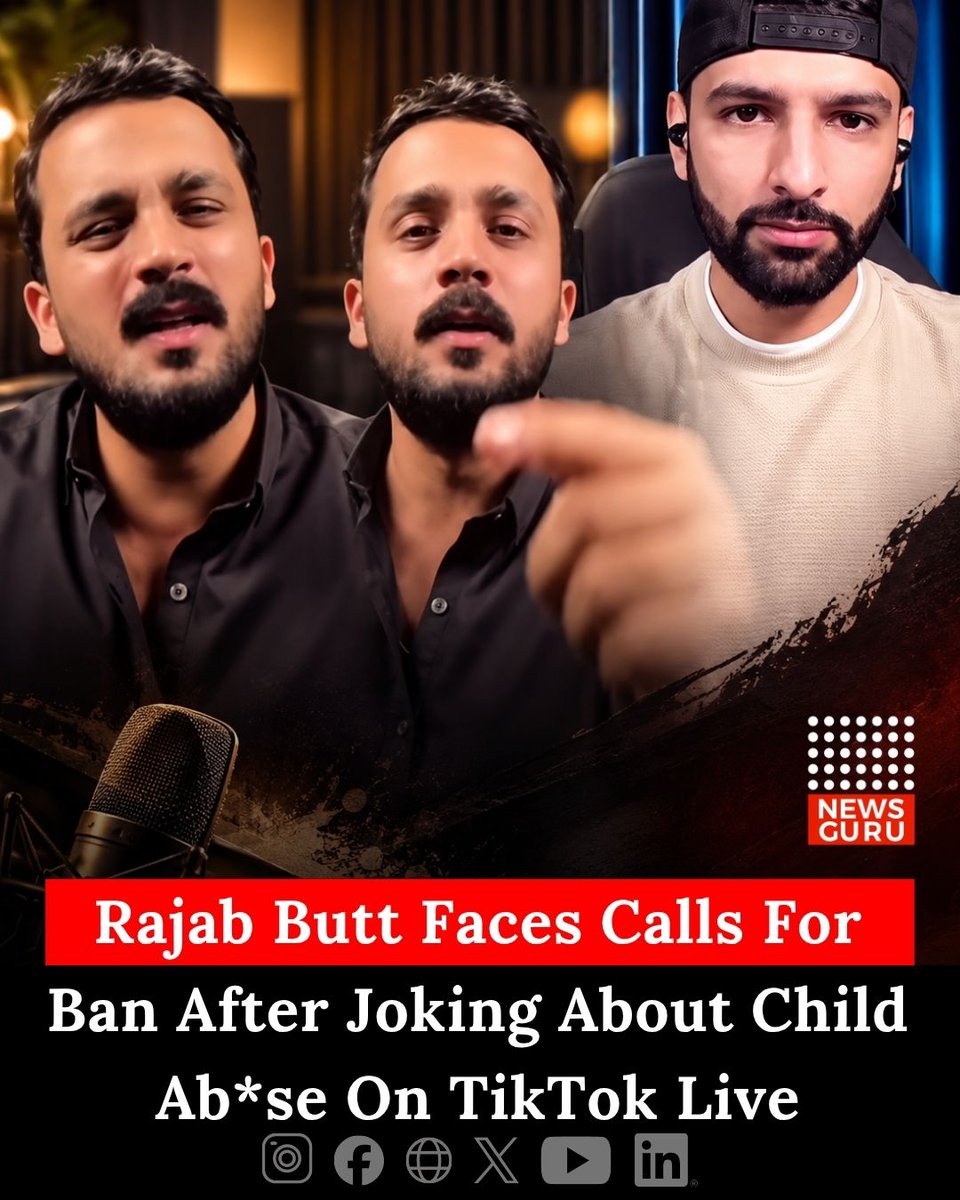 ZenaidaAulldr's tweet photo. Pakistani YouTuber Rajab Butt faces backlash after a controversial remark referencing child sexual abuse during a TikTok Live with Zaid Ali went viral. Critics condemned it as unacceptable humour and called for action, though no official charges https://t.co/2IviWEY0vj