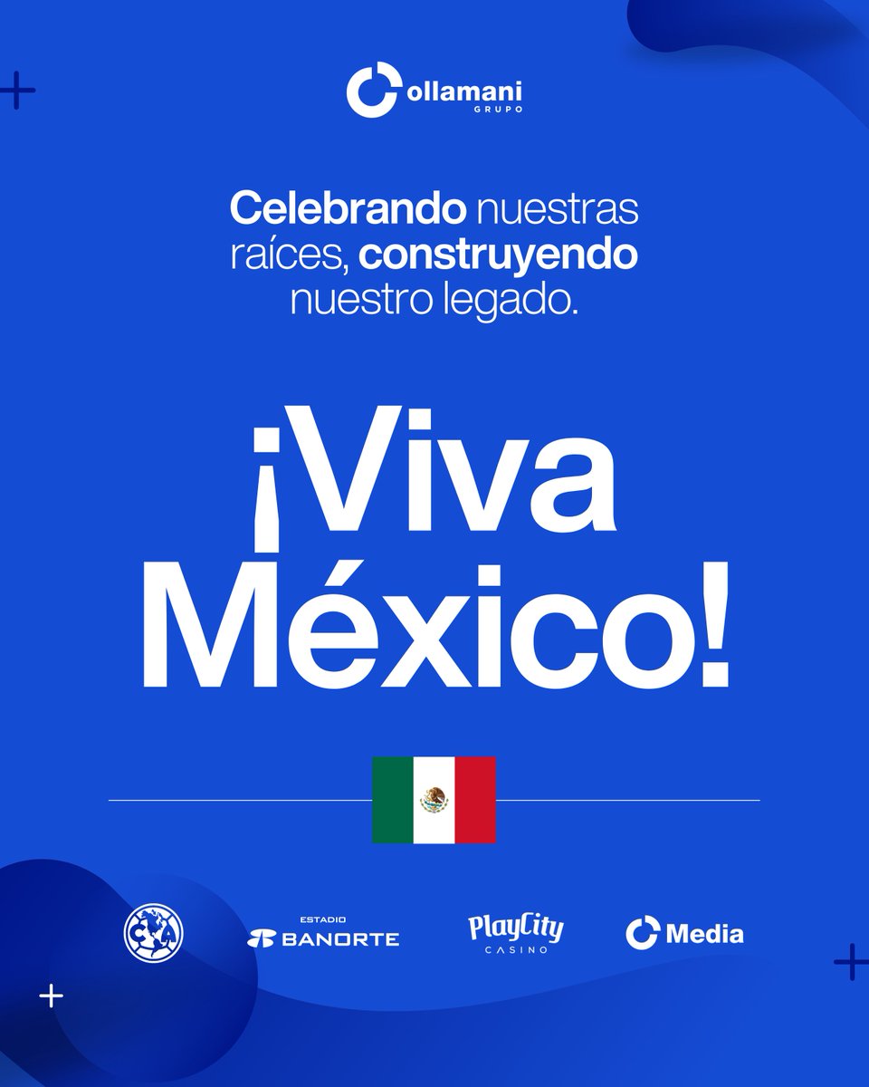 GrupoOllamani's tweet photo. 🎉 En Ollamani celebramos con orgullo y pasión nuestras Fiestas Patrias. Festejemos un país lleno de historia, cultura y grandes emociones que nos mueven día a día.
¡Que viva México! 🇲🇽✨
#Ollamani #EstadioBanorte #PlayCity #OMedia https://t.co/w4hpzrjFlQ