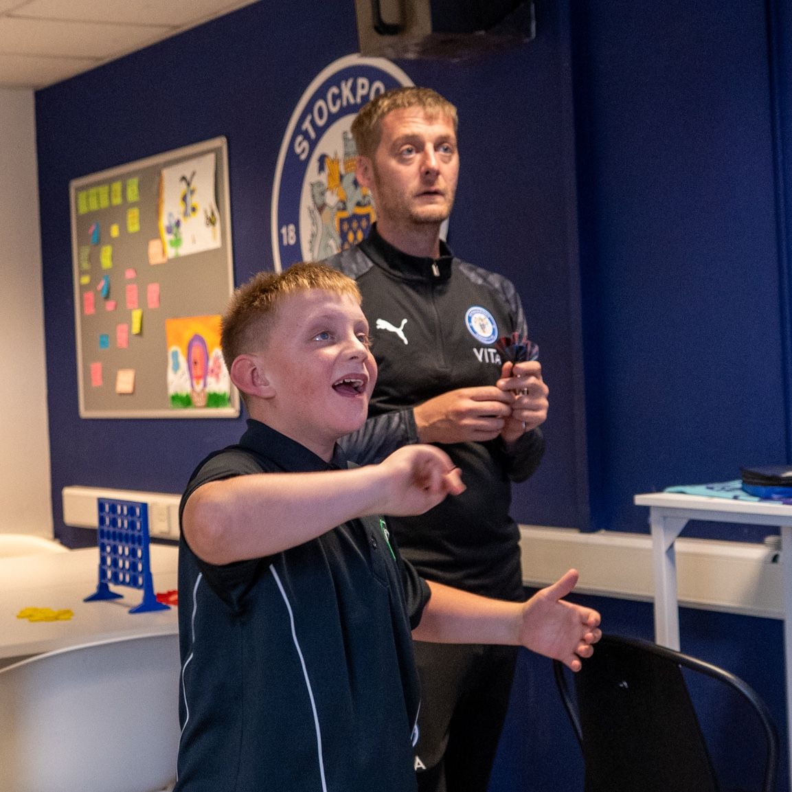 SCFCCommunity's tweet photo. Last week's County Stars Youth Club saw our highest attendance yet - 15 young people enjoying pool, darts, gaming and arts &amp; crafts! 🙌

The sessions give disabled children aged 11-16 a safe space to socialise and make friends. 😁

More info: m.oates@stockportcounty.com https://t.co/IVtwbmPJT4