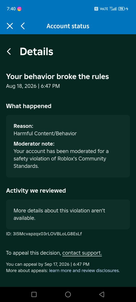 calkpug's tweet photo. It's been almost 28 days, I can't risk lossing my 500k+ account, which I had counting. Please review this AI mistakes been taking my account away. Sabatours 😞 @Roblox 
#robloxban https://t.co/ds82LXiNN1