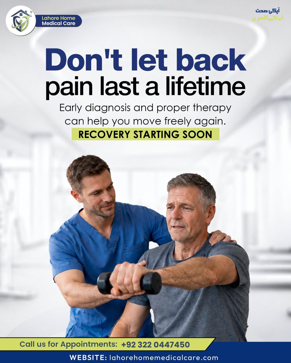Muhamma93029352's tweet photo. *Say goodbye to back pain and regain your mobility!* 🏃‍♂️✨ Professional healthcare and targeted therapy services are just a phone call away.
Recovery starts at home—book your session today.

📞 Appointments: +92 322 0447450
🌐 Website: https://t.co/8VtGdHqmaf

#LahoreHomeMedicalCare #BackPainRelief #PhysicalTherapy #HomeHealthcare #LahorePhysiotherapy #PhysiotherapyAtHome