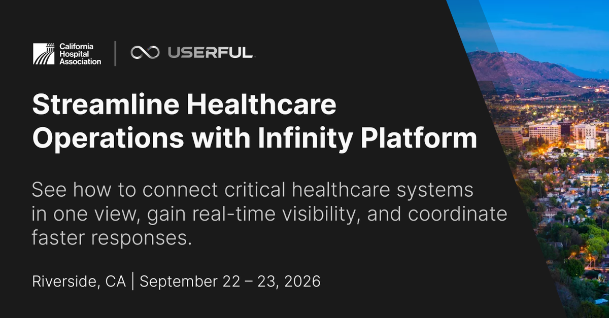 Userful's tweet photo. Userful will be at the Disaster Planning Conference, Sept 22–23 in Riverside, CA. 
Come see how the #InfinityPlatform gives #healthcare teams one live view of clinical and operational data!

Book a meeting: https://t.co/PR0j6nADrw

#HealthcareOperations #PatientExperience https://t.co/tZEOOWnQfY