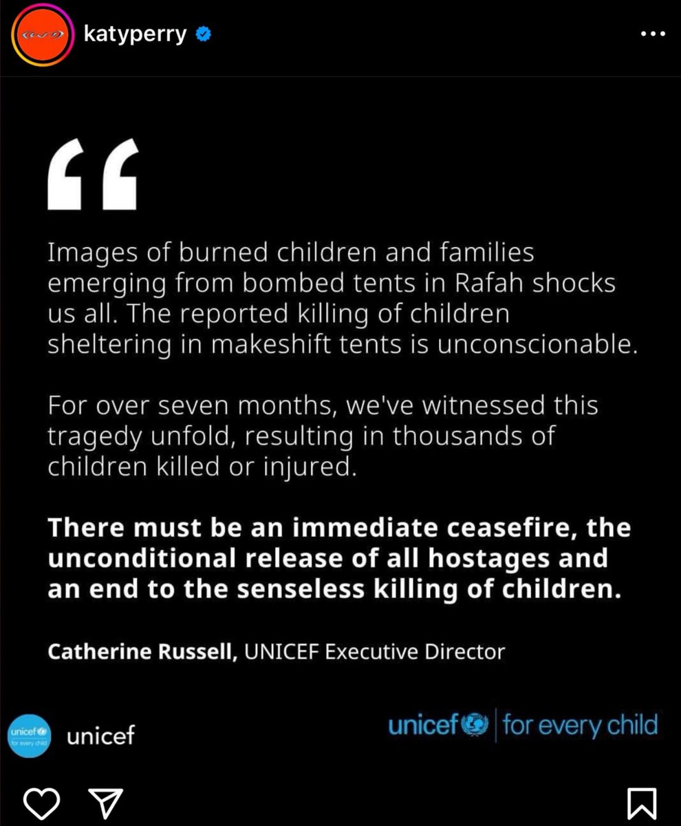 katyperryinfoo's tweet photo. #TBT: Katy Perry was already genuinely expressing her solidarity with Palestine in an Instagram post in 2024:

“I’m deeply concerned about the well-being of children […] They need a solution so they can grow up in peace and away from the shadow of violence.” https://t.co/eQWxbYors7