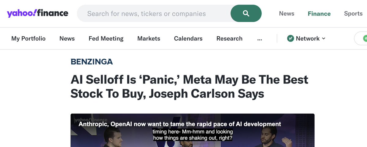 joecarlsonshow's tweet photo. Not sure I would have predicted yahoo finance turning my videos into articles. https://t.co/kUNejE2ui8