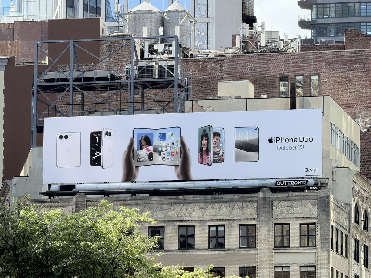 nandoprince93's tweet photo. Mark my words: the iPhone Duo is going to completely change how people use their iPhones moving forward.

This new billboard feels like the beginning of Apple’s next era. Once people experience a foldable iPhone, there’s no going back. 📱🔥 https://t.co/9NebC42qLb