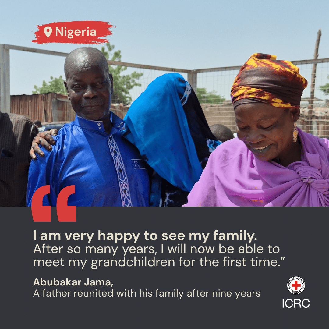 I am very happy to see my family. After so many years, I will now be able to meet my grandchildren for the first time.\u201D Abubakar Jama, A father reunited with his family after nine years
