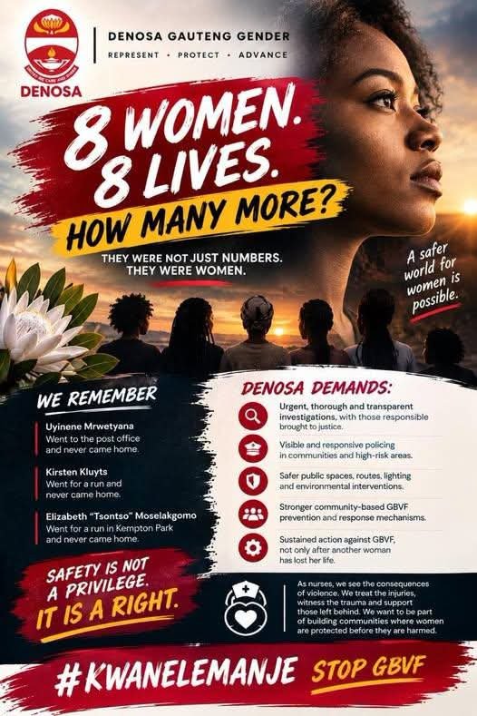 _cosatu's tweet photo. #DENOSA Gauteng Gender Structure condemns the brutal killings of 8 women around the province in one week #NoToGenderBasedViolence @thegautengtimes @AlexFMRadio891 @SABCNews @Radio702 @SAfmRadio https://t.co/X9CKbfgonP