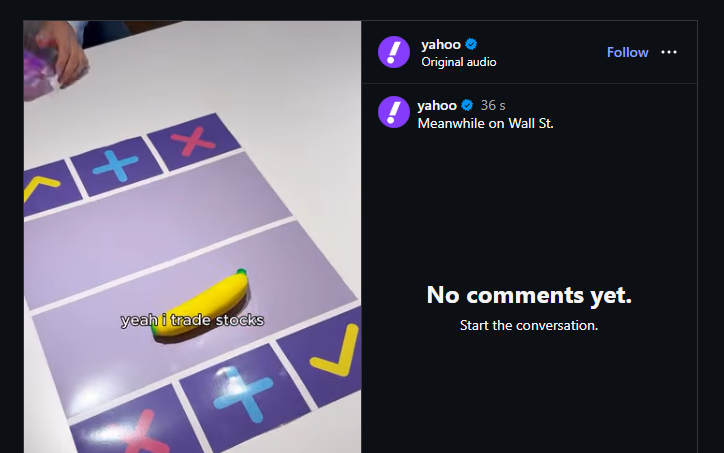 blutogreg's tweet photo. yahoo just made a wallstreet meme post on ig and they referred stocks to bananas
10 secs in the video
https://t.co/4hAiO3loso https://t.co/Uid8fs8dgt