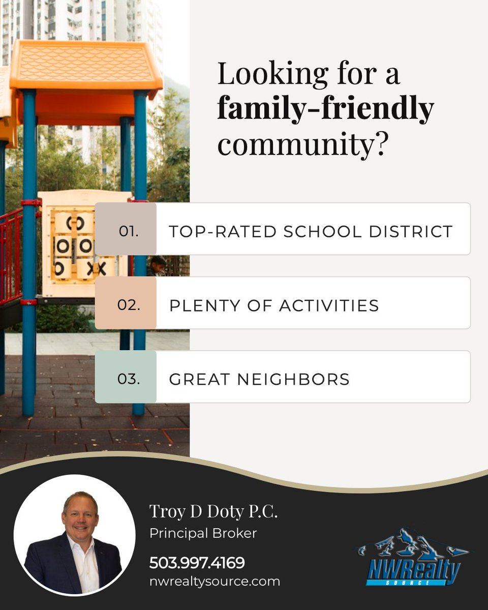 TroyDDoty's tweet photo. Looking for a family-friendly community with top schools, plenty of activities, and great neighbors?

The right agent can help you find a neighborhood that checks all your boxes, and more.

Finding the perfect fit for your family starts with expert guidance.

Let’s connect! https://t.co/LH6AsVulh2