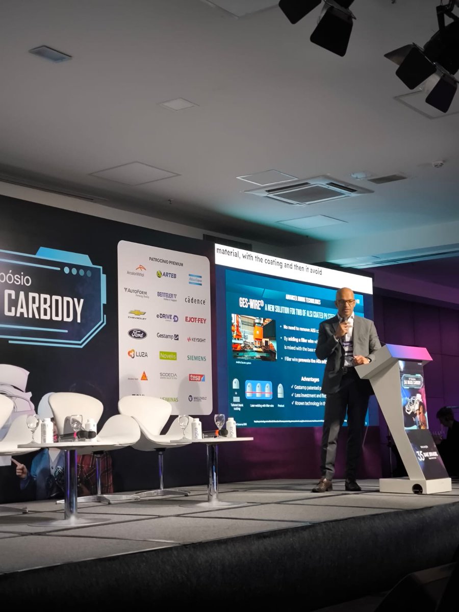 gestamp's tweet photo. Yesterday at SAE BRASIL Congress, we showcased our advanced blank joining technologies for the first time: Ges-Wire® and G-Weld.

These technologies have led to the introduction of the next generation of Ges-GigaStampings® products, one of our key solutions for BIW. https://t.co/rjWRQmRfII