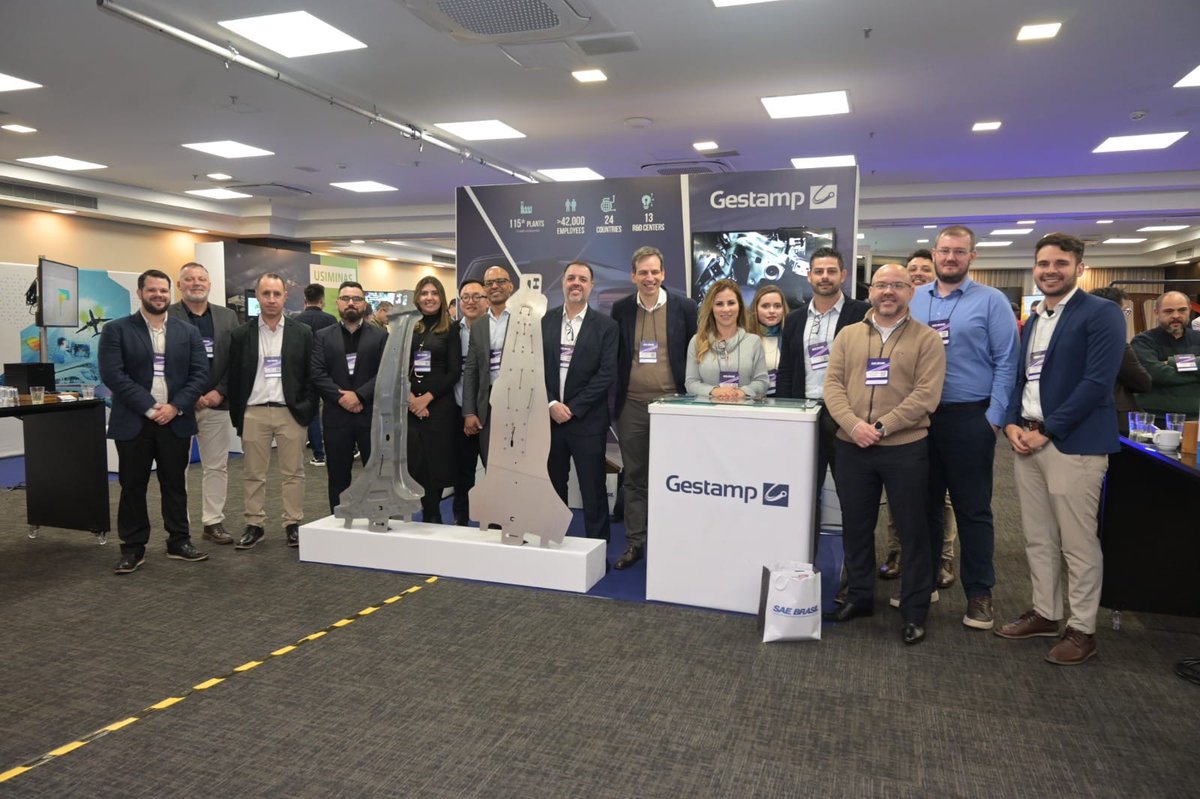 gestamp's tweet photo. Yesterday at SAE BRASIL Congress, we showcased our advanced blank joining technologies for the first time: Ges-Wire® and G-Weld.

These technologies have led to the introduction of the next generation of Ges-GigaStampings® products, one of our key solutions for BIW. https://t.co/rjWRQmRfII