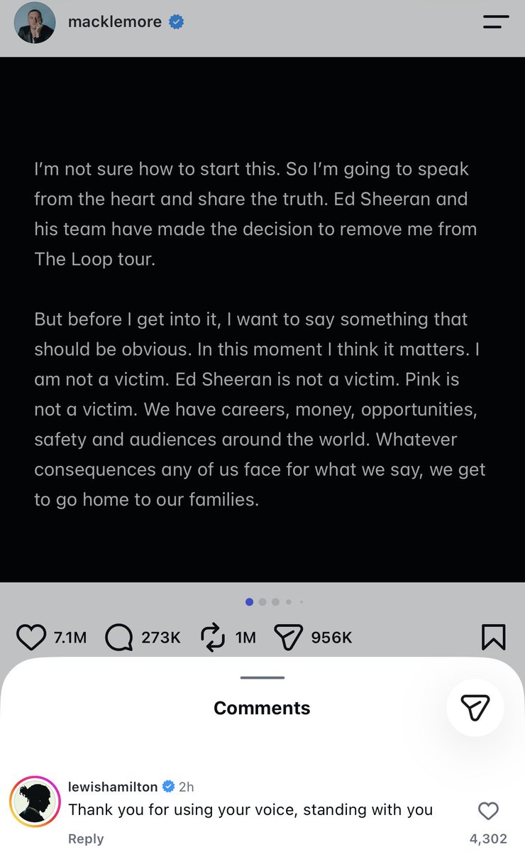 prem_thakker's tweet photo. F1 Driver Lewis Hamilton expresses support for Macklemore:
“Thank you for using your voice, standing with you.” https://t.co/1Aqh0Q6eM0