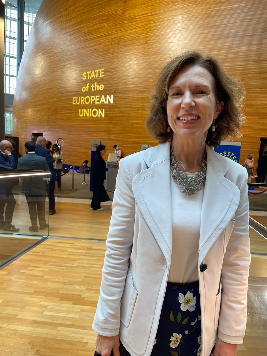 CWilson_FCDO's tweet photo. The EU’s forward agenda matters to the UK. So good to be present at the EP in Strasbourg for the Commission President’s State of the Union address today and experience the atmosphere in that massive hemicycle https://t.co/uRFcQc2S6A