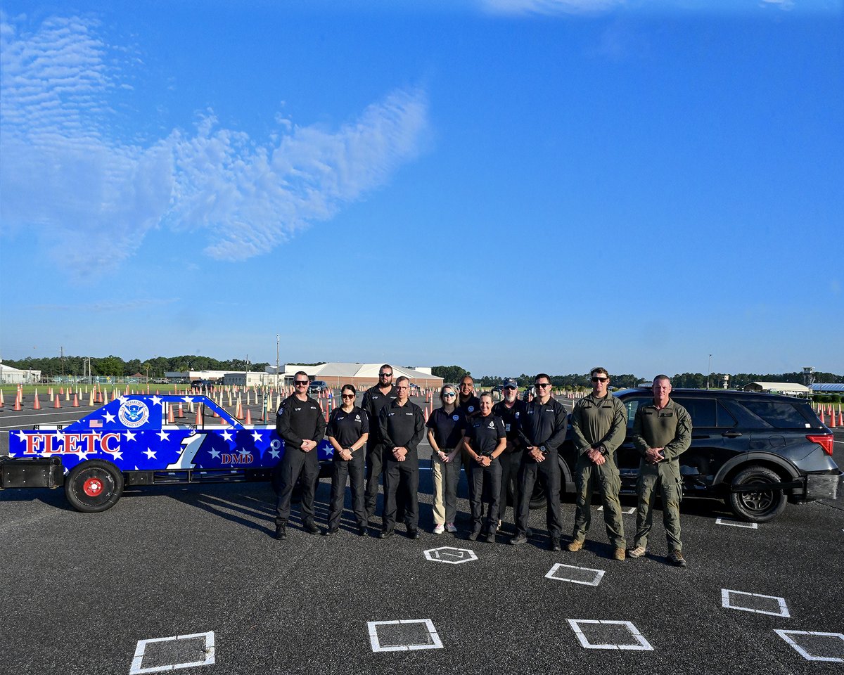 FLETC's tweet photo. The Western Australian Police Force recently visited #FLETC to learn about PIT & advanced driving techniques. They also met with vehicle fabricators to support development of a similar training fleet in Perth, Australia. FLETC values its partnership with Australian LE. https://t.co/JYhH7f3JIA