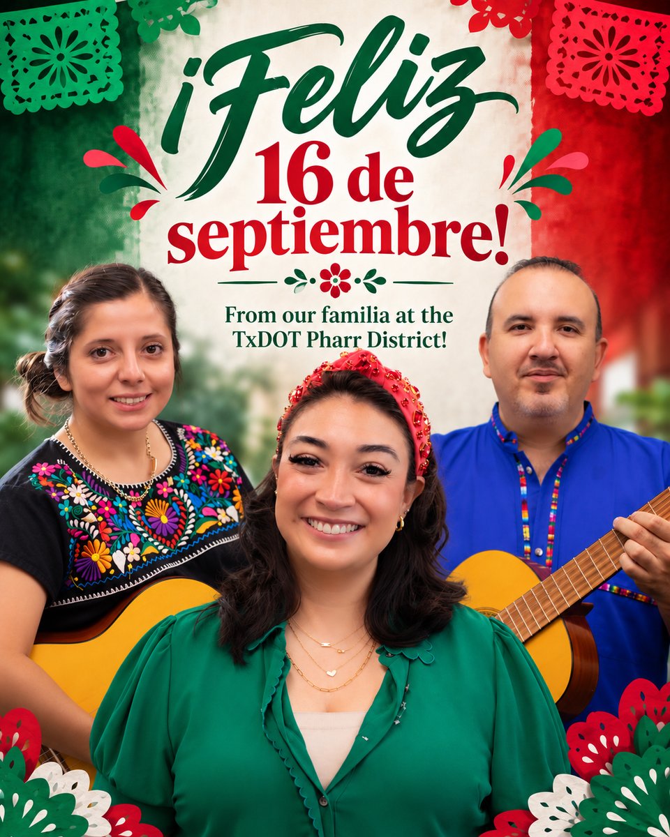 TxDOTPharr's tweet photo. ¡Feliz 16 de Septiembre! Be the VIP of tonight's party... designate a sober driver. 
#DriveSoberNoRegrets #DriveLikeATexan Kind. Courteous. Safe. https://t.co/2K58i3wODj