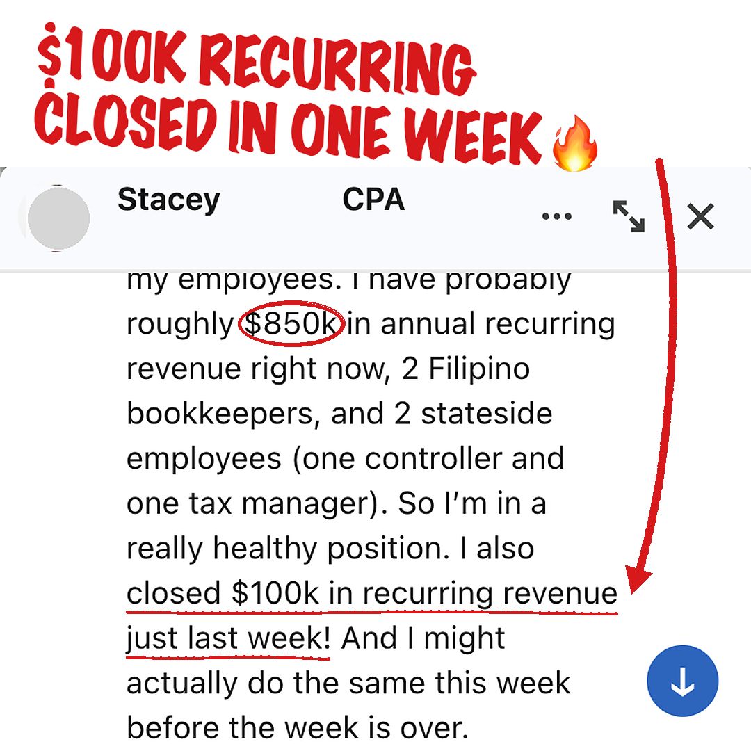 dreamfirms's tweet photo. "I also closed $100k in recurring revenue just last week!"

From a private message to Tyler. Name withheld for that reason. An $850K firm adding $100K of recurring revenue in one week. Her numbers, word for word. https://t.co/1E6avMYWI2
