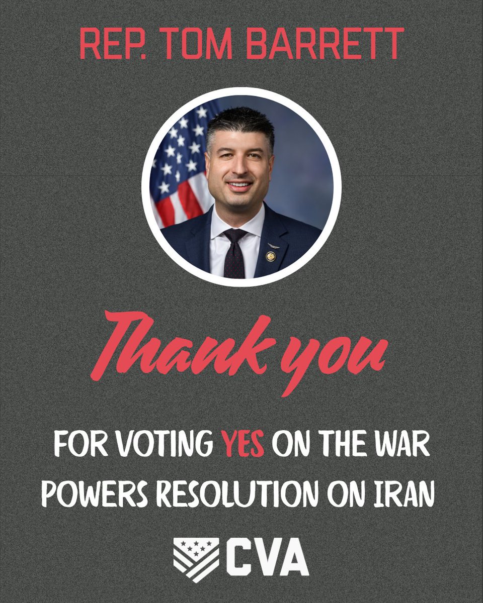 ConcernedVets's tweet photo. .@RepTomBarrett is spot on. 🎯
 
War powers belong to Congress. Point, blank, period.
 
Thank you for voting to keep Congress involved in military action, as the Constitution enshrined that duty for the legislative branch. https://t.co/yY05VBy2go