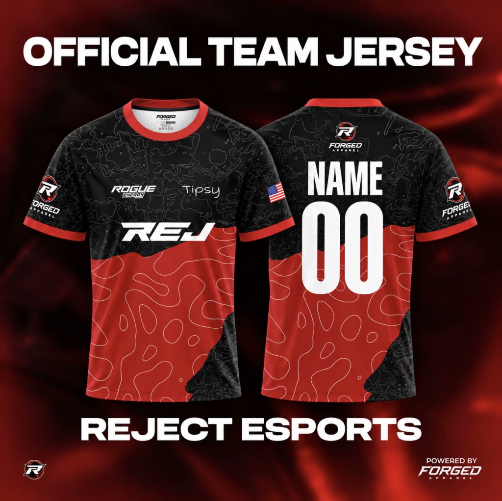 RejectsNA's tweet photo. Gear up like the pros. 🔴⚫

We’ve partnered with @forgedwear to bring you the official Reject Esports Team Jersey, featuring full custom name and number options.

Now available on our official website: 👉 https://t.co/S5dDbcy0Eq

#RejectEsports #Esports #JerseyDrop https://t.co/TMEaXy160O