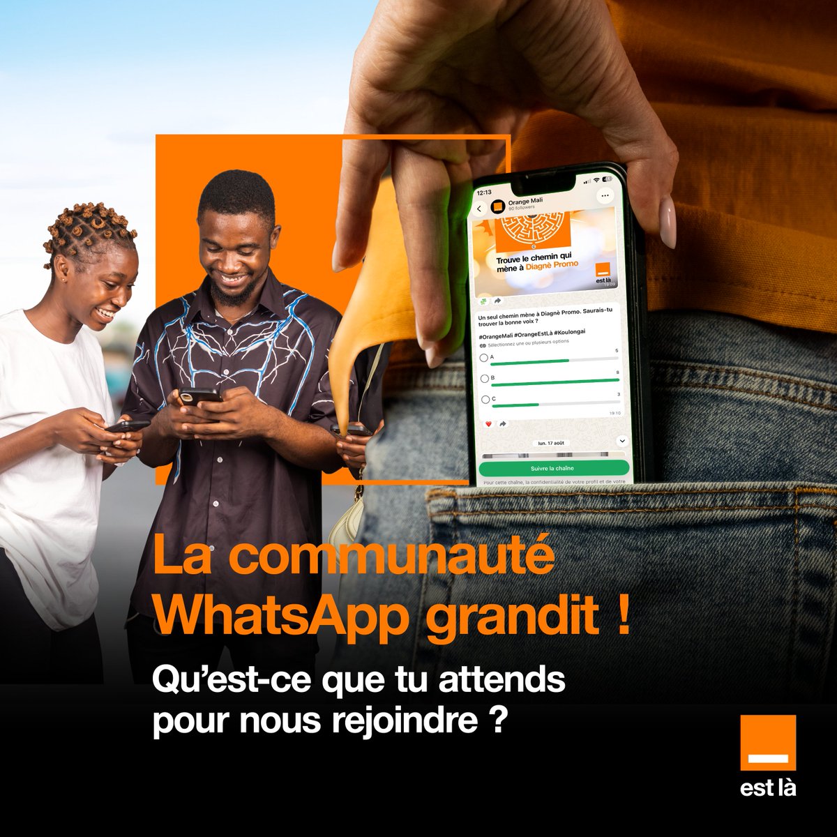 Orange_Mali's tweet photo. Qui n’est toujours pas abonné à la chaine WhatsApp ici ?
Ahh.. vous ratez quelque chose ! 🔥
Rejoignez-nous ici : https://t.co/grG0BGdFq5.
#Chaine #WhatsApp #OrangeMali #OrangeEstLà https://t.co/DtBfwWRhEg