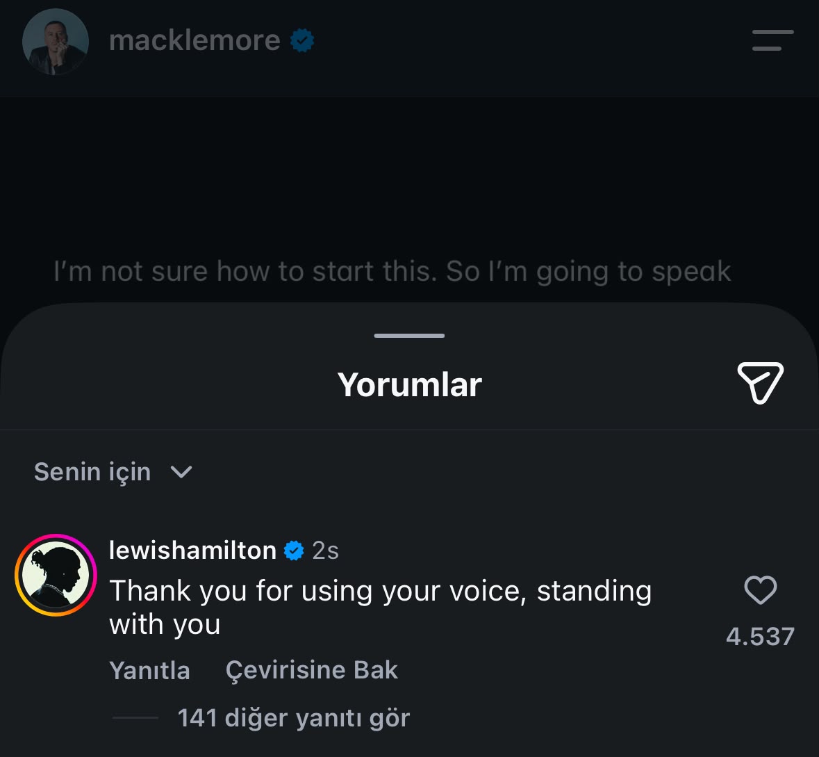 saribayrak's tweet photo. Lewis Hamilton’dan, Filistin’e destek olduğu için Ed Sheeran’ın turnesinden çıkarılan Macklemore’a: “Sesini çıkardığın için teşekkür ederim. Yanındayım.” https://t.co/0ThB2OoJqZ