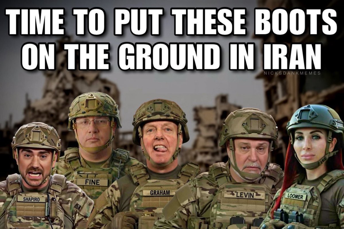 Classicist9999's tweet photo. @WearForbidden 🇮🇱🇺🇸🇮🇷 I fully support putting boots on the ground.

🪂 We drop this battalion into the hot zone. Parachutes are optional. 

Ben Shapiro jumps first. Leadership has its privileges. https://t.co/D9Gp21gvoF