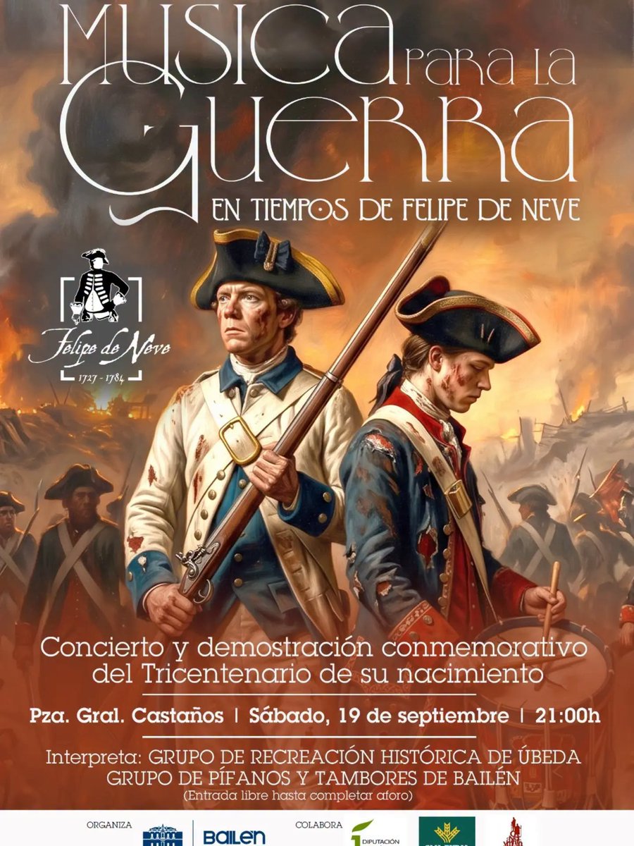 CINHDe's tweet photo. 🥁Este fin de semana tenemos una nueva cita con la historia en Bailén.

🇪🇸Nuestro grupo de recreación histórica participará en un concierto dedicado a la música militar del siglo XVIII, una propuesta en la que la música y la historia se darán la mano.

https://t.co/8Ixa46uXGO https://t.co/1IPfgh2GTK