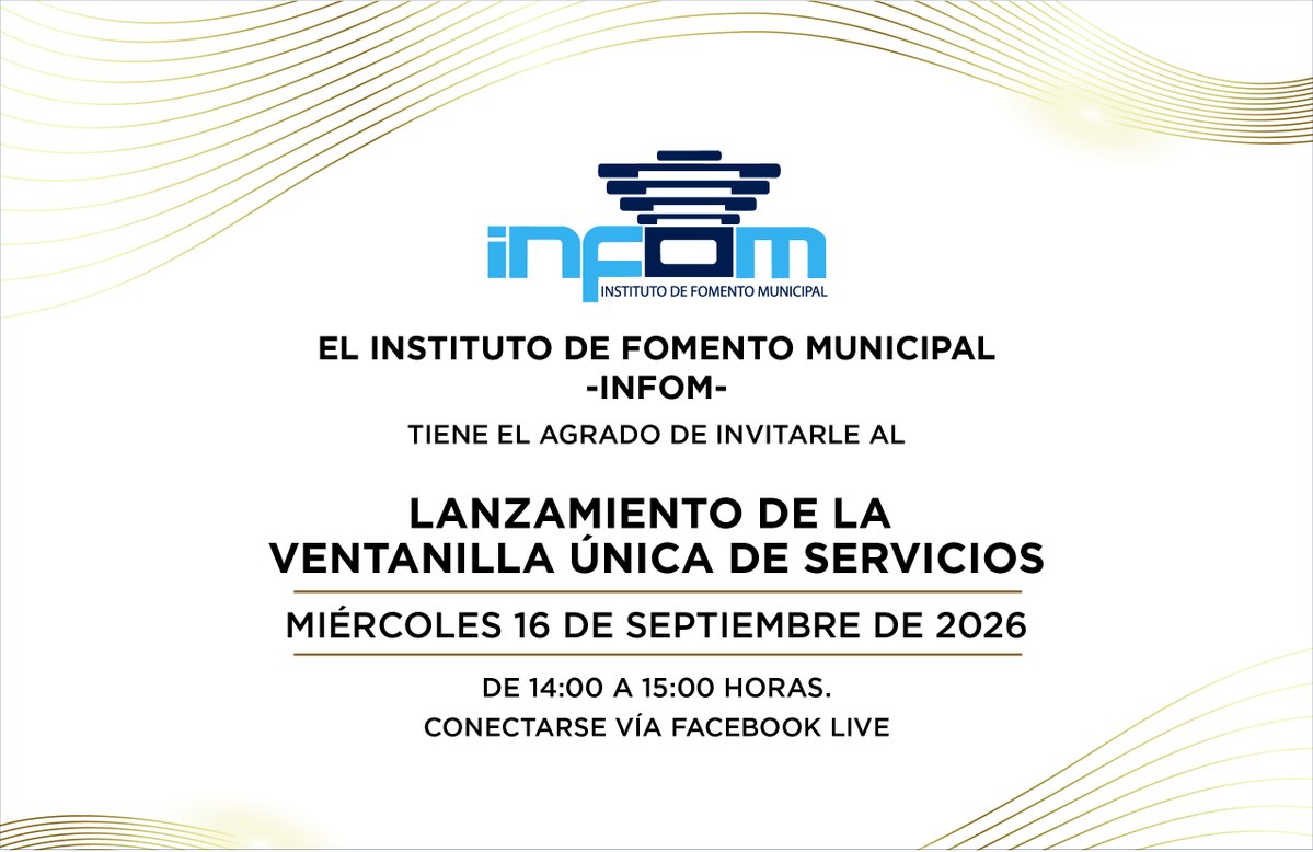 infom_guatemala's tweet photo. 📢 ¡Hoy lanzamos la Ventanilla Única de Servicios del INFOM!Conéctate vía Facebook Live, de 14:00 a 15:00 horas, y conoce esta nueva herramienta para facilitar las gestiones municipales. 💻#INFOM #VentanillaÚnicaDeServicios https://t.co/XjnIlDHkMj