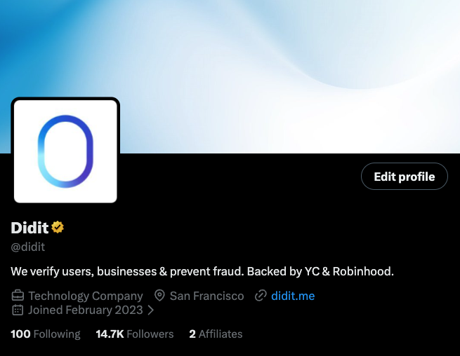 didit's tweet photo. We just claimed @didit. No pressure. https://t.co/PsPbsGY8g9