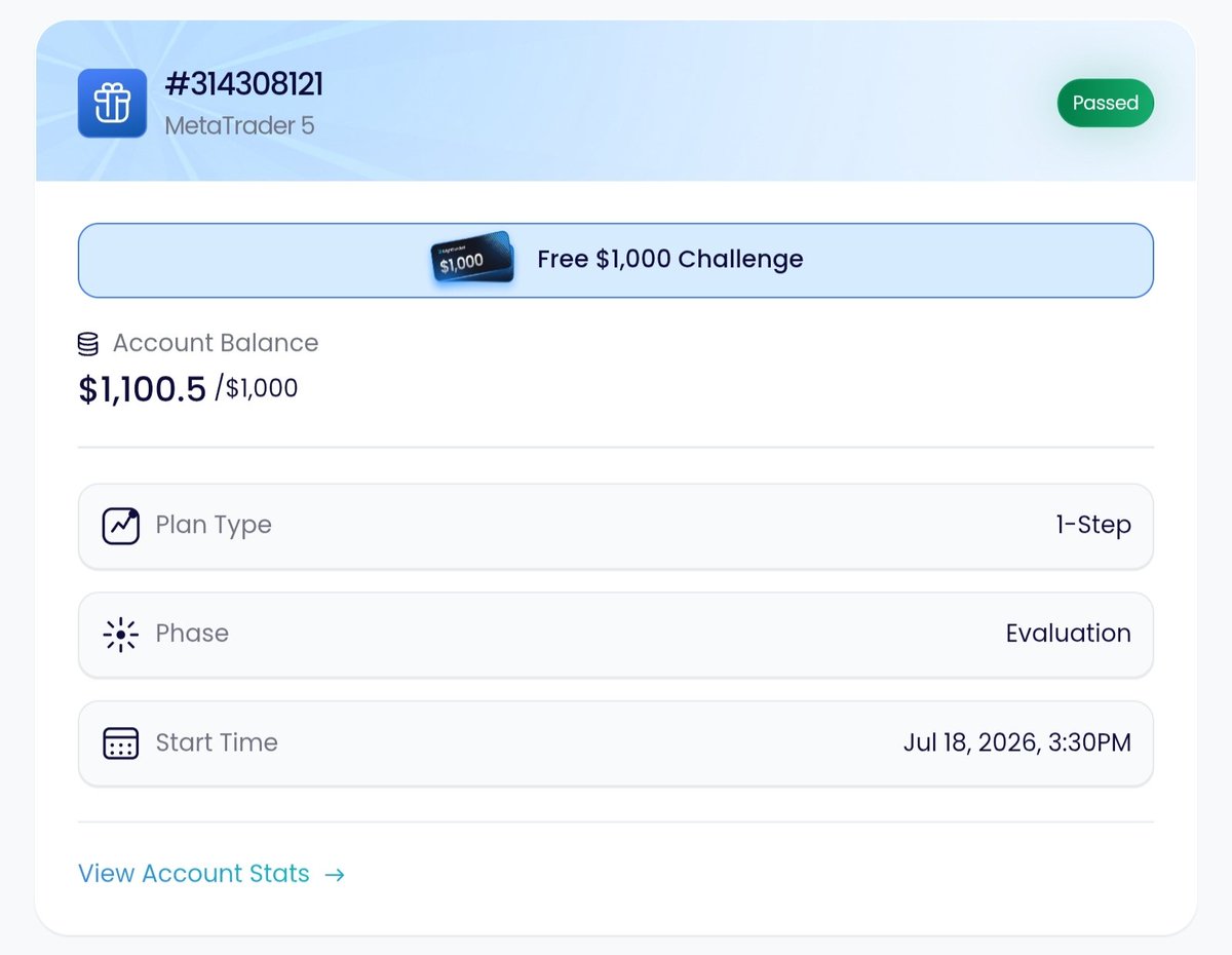 NexoraTrades's tweet photo. 🚨 FREE $1K ACCOUNT FOR EVERYONE 🚨

🎯 $1K Account
⚡ 1 Step
🎁 FREE for everyone

Ready? 👀

Like , Repost , comment 

👇 Details below
Explaining video - https://t.co/Qis9bGyTxs https://t.co/tpg9v5hl8A