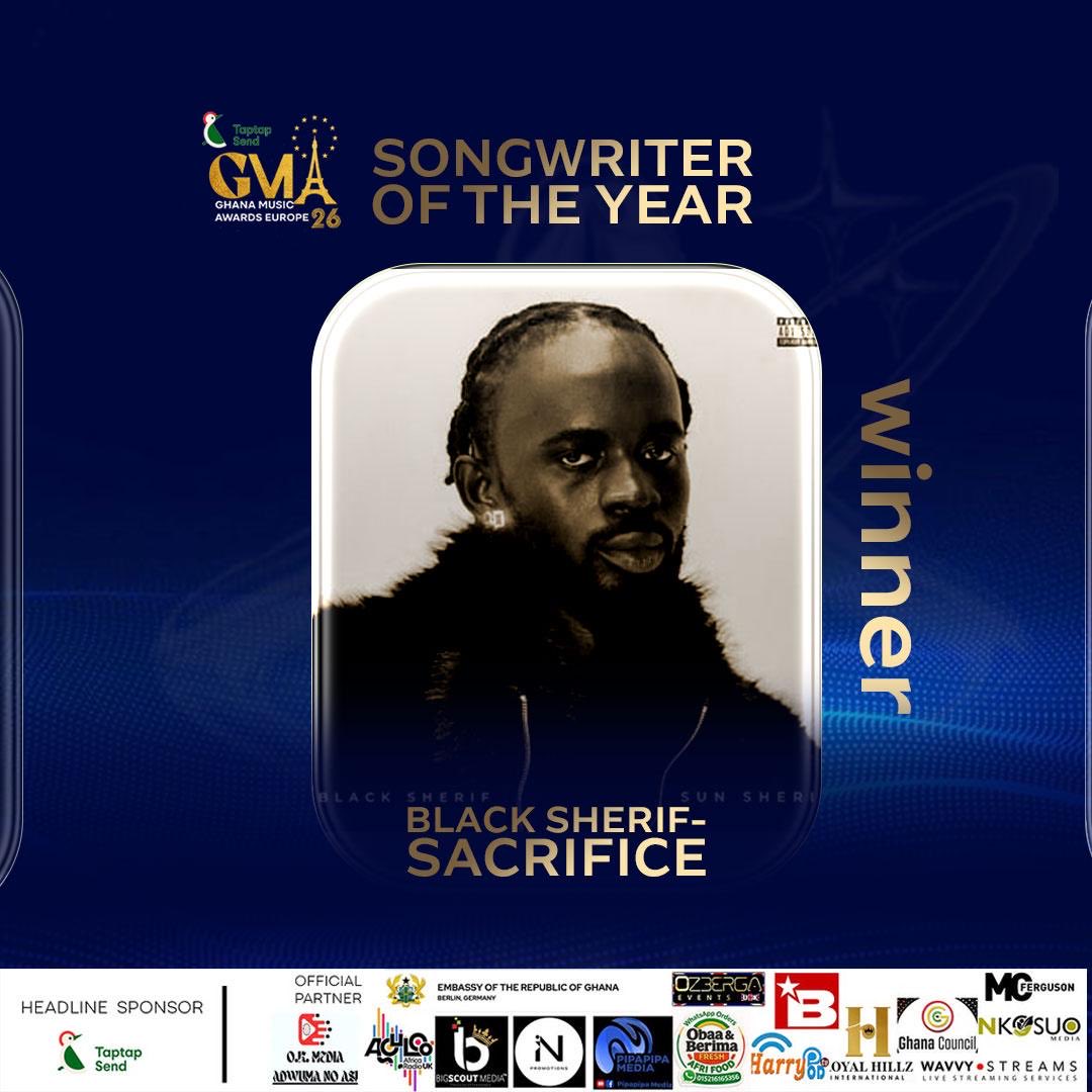 EugeneBlacko's tweet photo. Black Sherif wins 3 awards at Ghana Music Awards Europe, taking his total career awards to 49. History in motion!

Congratulations @blacksherif_ 🎉🎊

🔗: https://t.co/9OoqpoTC8A… https://t.co/cPp8BDu8LW