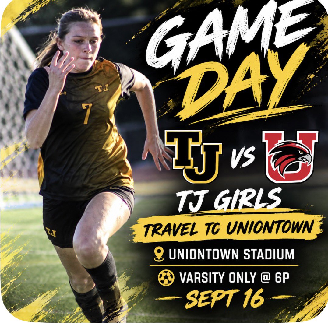 TJSoccerBooster's tweet photo. TJ Girls travel to Uniontown Sept 16 @ 6p Varsity only ⚽️🐾
#WErTJ
#TJGirlsSoccer
@wjhsd
@TJHSJaguars
@PGVarsityXtra
@TribLiveHSSN
@MVI_Sports
@pghsoccernow
#WPIALSoccer https://t.co/EXTO7dfXHX