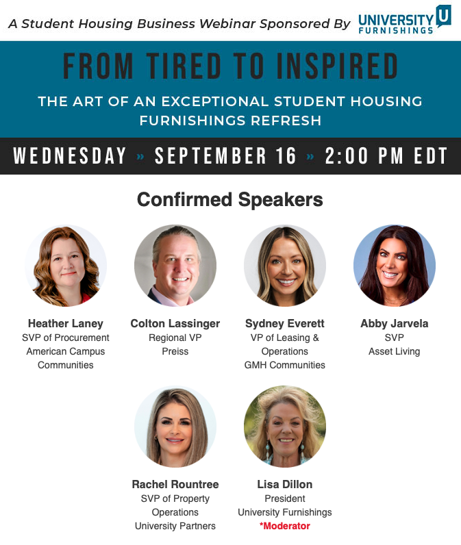 InterFaceGroup's tweet photo. Join us for today's webinar at 2 pm ET: From Tired to Inspired — The Art of an Exceptional Student Housing Furnishings Refresh

-Timing a refresh around lease cycles, turn windows, &amp; operational needs
-Balancing durability, cost, &amp; design trends 
https://t.co/9jbRDGoyoE https://t.co/BqwQkzKW58