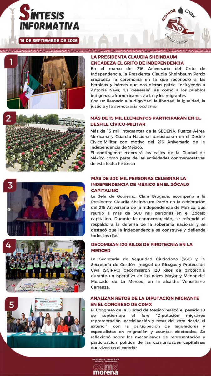 SRIACOMUMORENA's tweet photo. 📰 Síntesis informativa | 16 de septiembre de 2026 https://t.co/7mNLOJOm0I